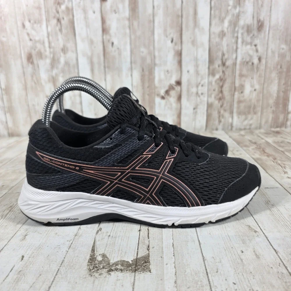 ASICS Gel-Contend‎ 6 Womens Running Shoes Black Rose Gold 1012A570 Size 6.5